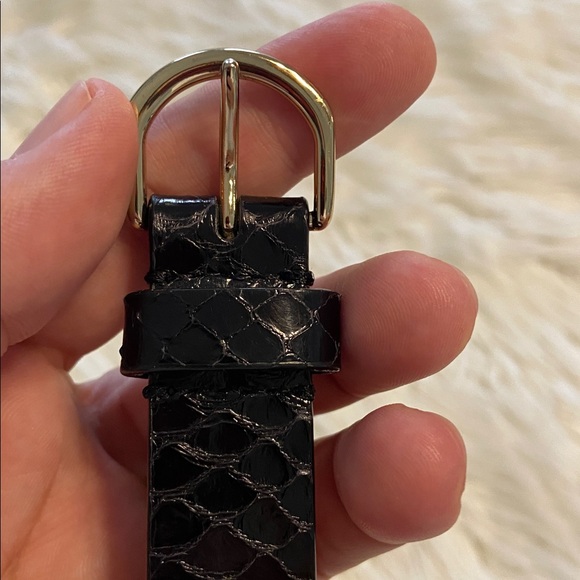 J.Crew Black Textured Belt with Gold Buckle size S BNWOT - Picture 2 of 8